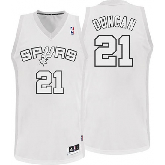 Men's Adidas San Antonio Spurs #21 Tim Duncan Authentic White Winter On-Court NBA Jersey - Ujersey
