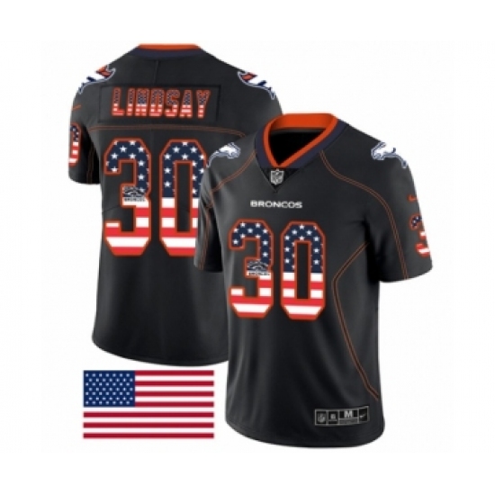 Men's Nike Denver Broncos #30 Phillip Lindsay Limited Black Rush USA Flag NFL Jersey - Ujersey