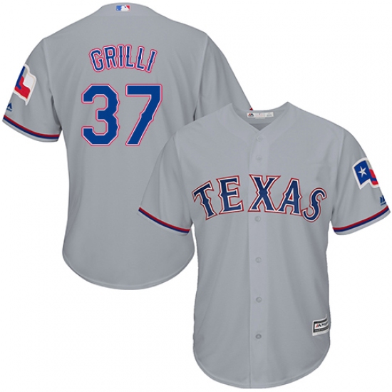 Men's Majestic Texas Rangers #37 Jason Grilli Replica Grey Road Cool Base MLB Jersey - Ujersey