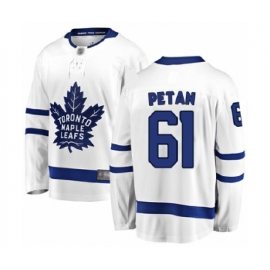Men's Toronto Maple Leafs #61 Nic Petan Authentic White Away Fanatics Branded Breakaway Hockey Jersey - Ujersey