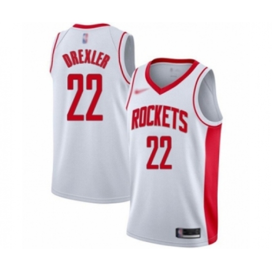 Women's Houston Rockets #22 Clyde Drexler Swingman White Finished Basketball Jersey - Association Edition - Ujersey