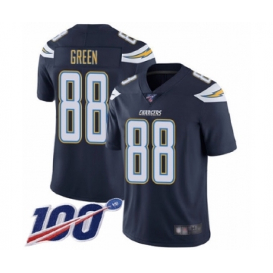 Men's Los Angeles Chargers #88 Virgil Green Navy Blue Team Color Vapor Untouchable Limited Player 100th Season Football Jersey - Ujersey