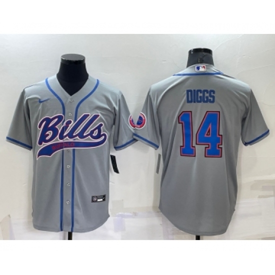 Men's Buffalo Bills #14 Stefon Diggs Grey Stitched Cool Base Nike Baseball Jersey - Ujersey