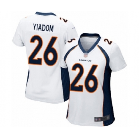 Women's Denver Broncos #26 Isaac Yiadom Game White Football Jersey - Ujersey