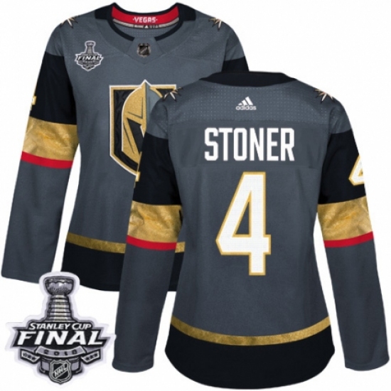 Women's Adidas Vegas Golden Knights #4 Clayton Stoner Authentic Gray Home 2018 Stanley Cup Final NHL Jersey - Ujersey
