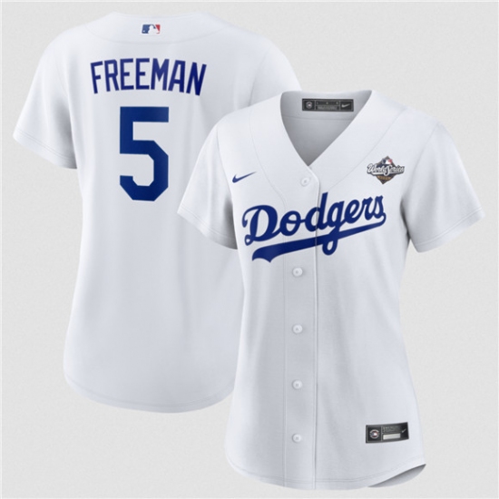 Women's Los Angeles Dodgers #5 Freddie Freeman White 2025 World Series Home Cool Base Stitched Baseball Jersey(Run Small) - Ujersey