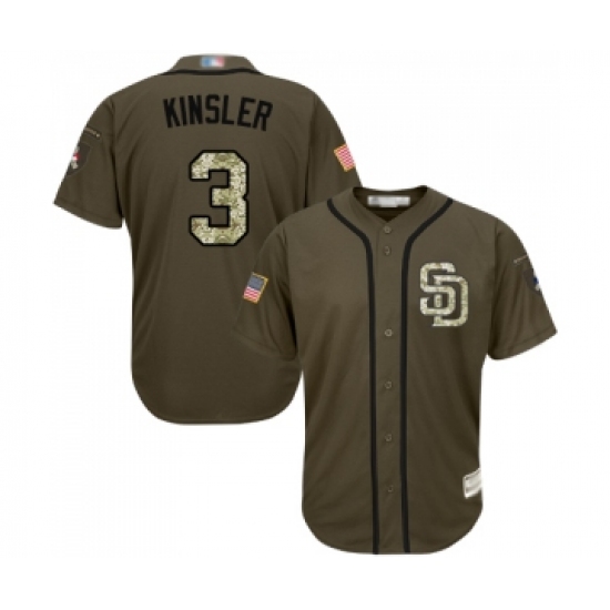 Youth San Diego Padres #3 Ian Kinsler Authentic Green Salute to Service Cool Base Baseball Jersey - Ujersey