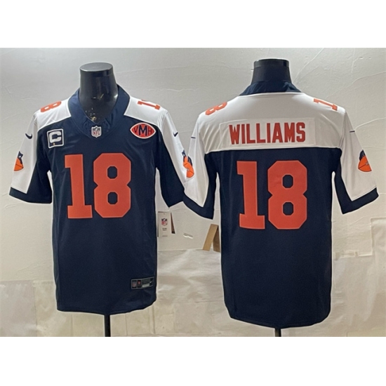Men's Chicago Bears #18 Caleb Williams Navy White F.U.S.E. With 1-star C And VMH Throwback Limited Football Stitched Jersey - Ujersey