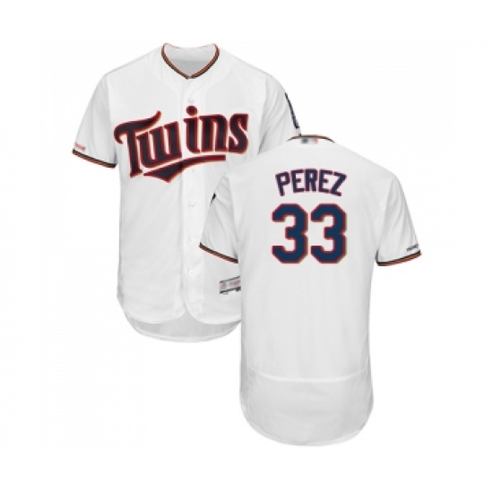 Men's Minnesota Twins #33 Martin Perez White Home Flex Base Authentic Collection Baseball Jersey