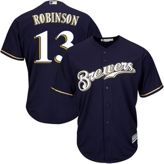 Youth Majestic Milwaukee Brewers #13 Glenn Robinson Authentic Navy Blue Alternate Cool Base MLB Jersey - Ujersey