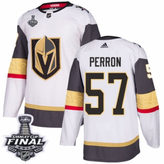 Men's Adidas Vegas Golden Knights #57 David Perron Authentic White Away 2018 Stanley Cup Final NHL Jersey - Ujersey