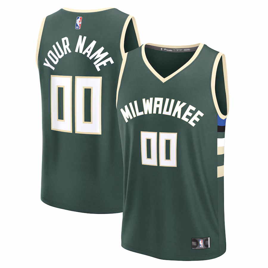 Men's Milwaukee Bucks Fanatics Green Fast Break Custom Jersey - Icon Edition