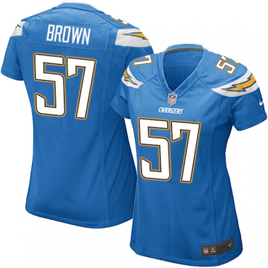Women's Nike Los Angeles Chargers #57 Jatavis Brown Game Electric Blue Alternate NFL Jersey - Ujersey