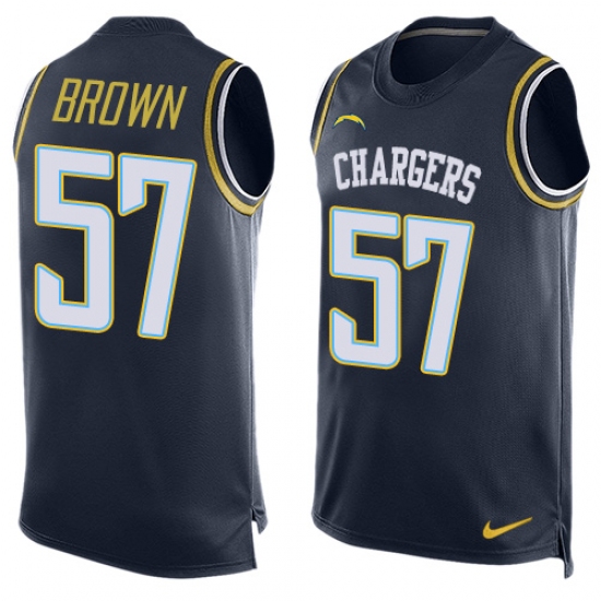 Men's Nike Los Angeles Chargers #57 Jatavis Brown Limited Navy Blue Player Name & Number Tank Top NFL Jersey - Ujersey