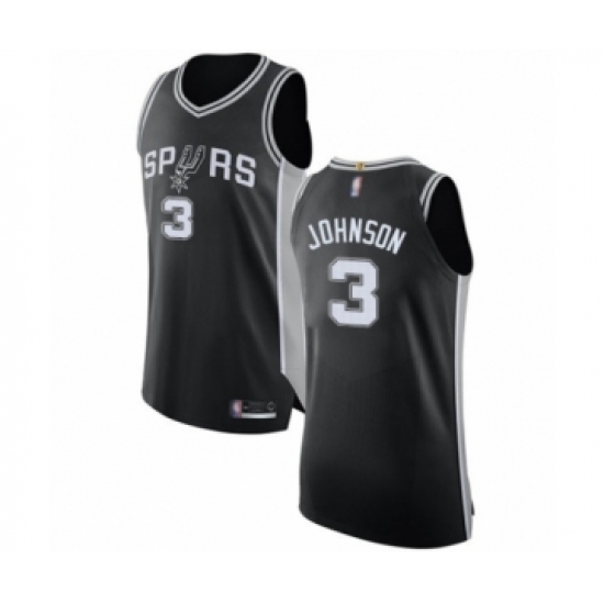 Men's San Antonio Spurs #3 Keldon Johnson Authentic Black Basketball Jersey - Icon Edition - Ujersey