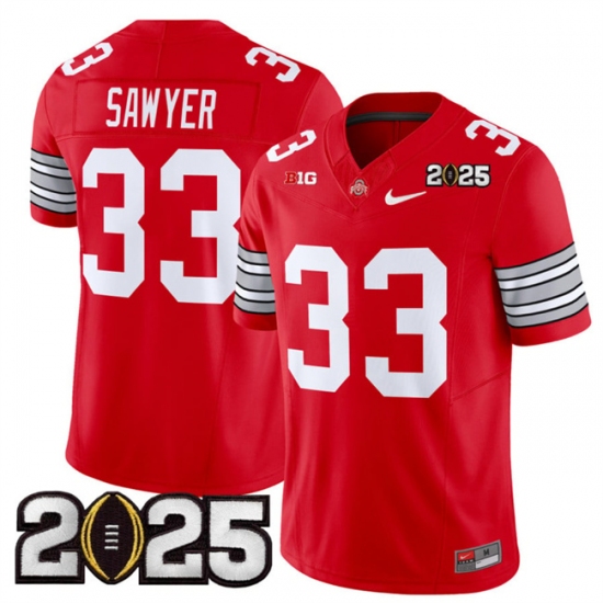 Men's Ohio State Buckeyes #33 Jack Sawyer Red 2025 CFP Final F.U.S.E. Vapor Limited Stitched Football Jersey - Ujersey