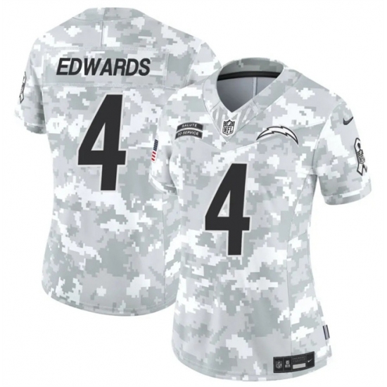 Women's Los Angeles Chargers #4 Gus Edwards 2024 F.U.S.E Arctic Camo Salute To Service Limited Stitched Football Jersey(Run Small) - Ujersey