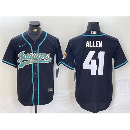 Men's Jacksonville Jaguars #41 Josh Allen Black With Cool Base Baseball Stitched Jersey - Ujersey