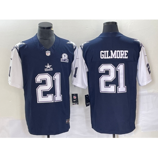Men's Nike Dallas Cowboys #21 Stephon Gilmore Navy Thanksgiving 2023 F.U.S.E. Stitched Football Jersey - Ujersey