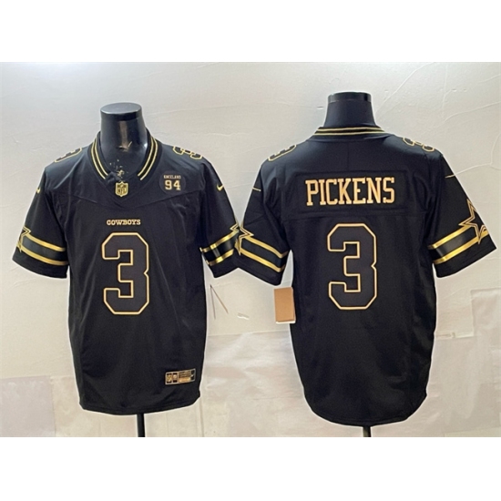 Men's Dallas Cowboys #3 George pickens Black 2025 F.U.S.E. 94 Marshawn Kneeland Memorial Vapor Limited Stitched Football Jersey