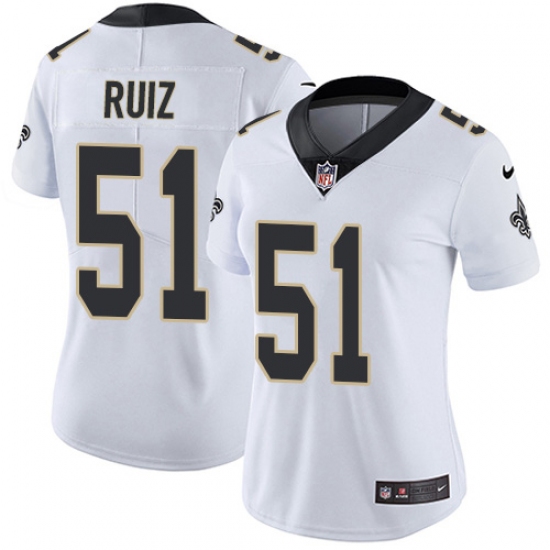 Women's New Orleans Saints #51 Cesar Ruiz White Stitched NFL Vapor Untouchable Limited Jersey - Ujersey