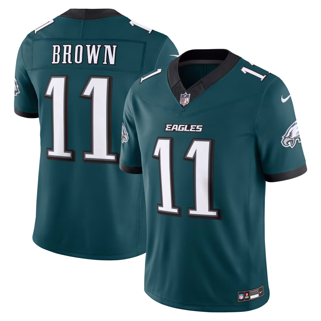 Men's Philadelphia Eagles A.J. Brown Nike Midnight Green Team Vapor F.U.S.E. Stitched Limited Jersey - U-jersey