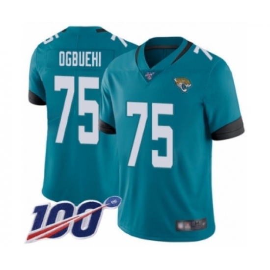 Men's Jacksonville Jaguars #75 Cedric Ogbuehi Teal Green Alternate Vapor Untouchable Limited Player 100th Season Football Jersey - Ujersey