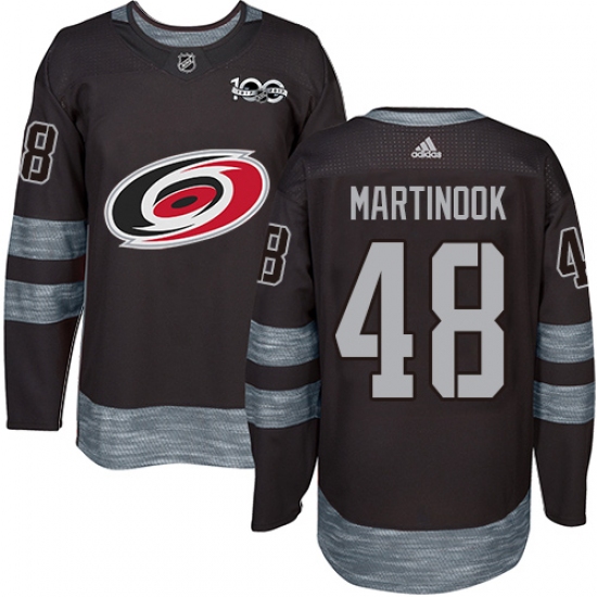 Men's Adidas Carolina Hurricanes #48 Jordan Martinook Authentic Black 1917-2017 100th Anniversary NHL Jersey - Ujersey