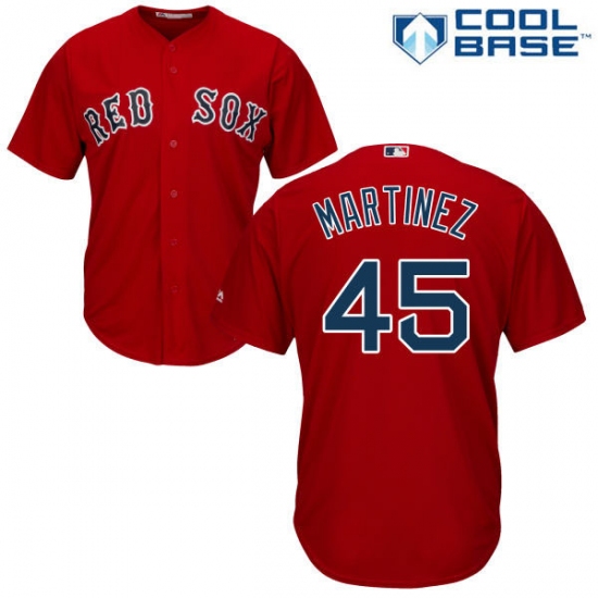 Youth Majestic Boston Red Sox #45 Pedro Martinez Authentic Red Alternate Home Cool Base MLB Jersey - Ujersey