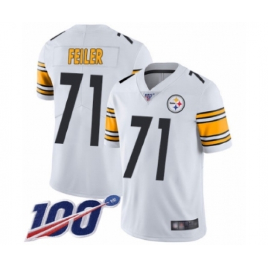 Men's Pittsburgh Steelers #71 Matt Feiler White Vapor Untouchable Limited Player 100th Season Football Jersey - Ujersey