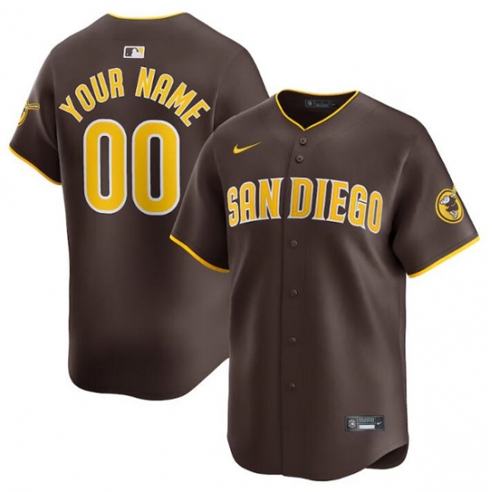 Men's San Diego Padres Customized Brown 2024 Away Limited Stitched Jersey - Ujersey