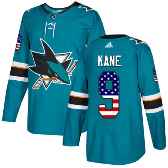 Youth Adidas San Jose Sharks #9 Evander Kane Authentic Teal Green USA Flag Fashion NHL Jersey - Ujersey