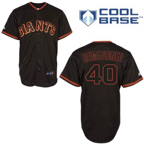 Youth Majestic San Francisco Giants #40 Madison Bumgarner Authentic Black Cool Base MLB Jersey - Ujersey