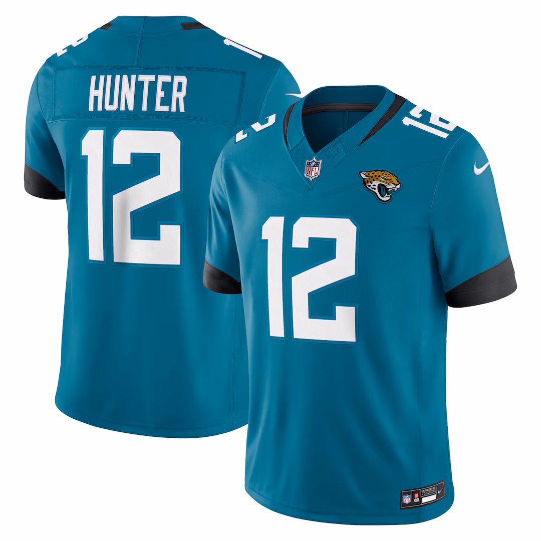 Men's Jacksonville Jaguars Travis Hunter Nike Teal Team Vapor F.U.S.E. Stitched Limited Jersey