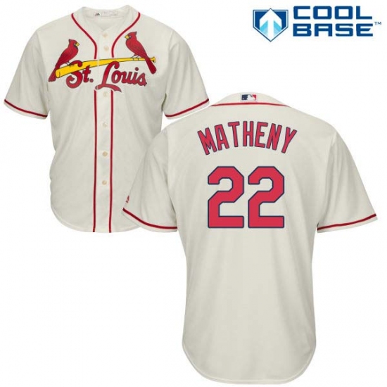 Youth Majestic St. Louis Cardinals #22 Mike Matheny Authentic Cream Alternate Cool Base MLB Jersey - Ujersey