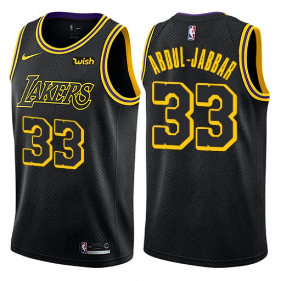 Women's Nike Los Angeles Lakers #33 Kareem Abdul-Jabbar Swingman Black NBA Jersey - City Edition - Ujersey