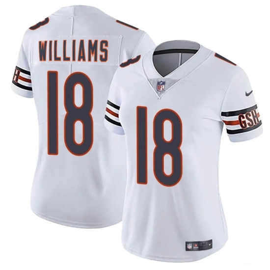 Women's Chicago Bears #18 Caleb Williams White 2024 Draft Vapor Football Stitched Jersey - Ujersey