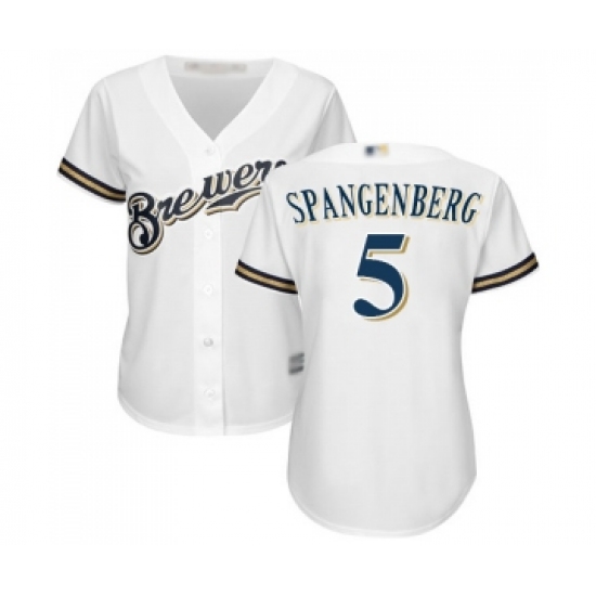 Women's Milwaukee Brewers #5 Cory Spangenberg Replica White Alternate Cool Base Baseball Jersey - Ujersey