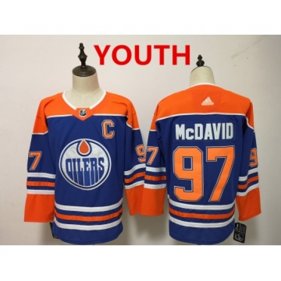 Youth Edmonton Oilers #97 Connor McDavid Royal Blue With Orange Home Hockey Stitched NHL Jersey - Ujersey