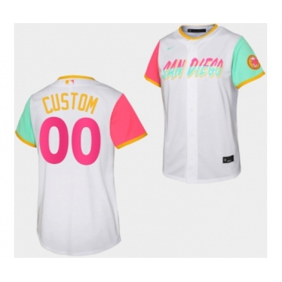 Youth San Diego Padres Custom 00 White Jersey 2022-23 City Connect jersey - Ujersey