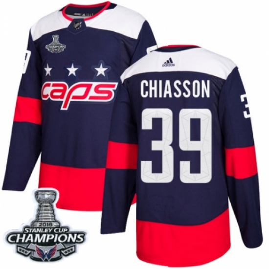 Men's Adidas Washington Capitals #39 Alex Chiasson Authentic Navy Blue 2018 Stadium Series 2018 Stanley Cup Final Champions NHL Jersey - Ujersey