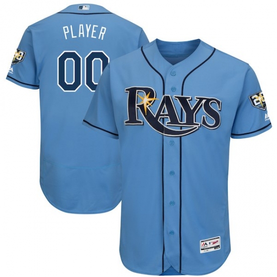 Men's Tampa Bay Rays Majestic Light Blue 20th Anniversary Alternate On-Field Patch Flex Base Custom Jersey