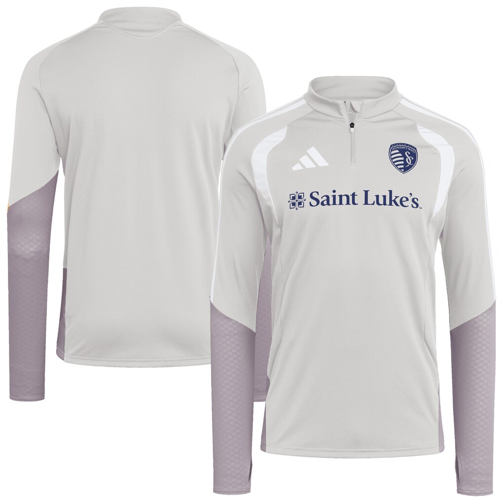 Men's Sporting Kansas City adidas Silver 2026 Tiro Competition Quarter-Zip Training Top - Ujersey