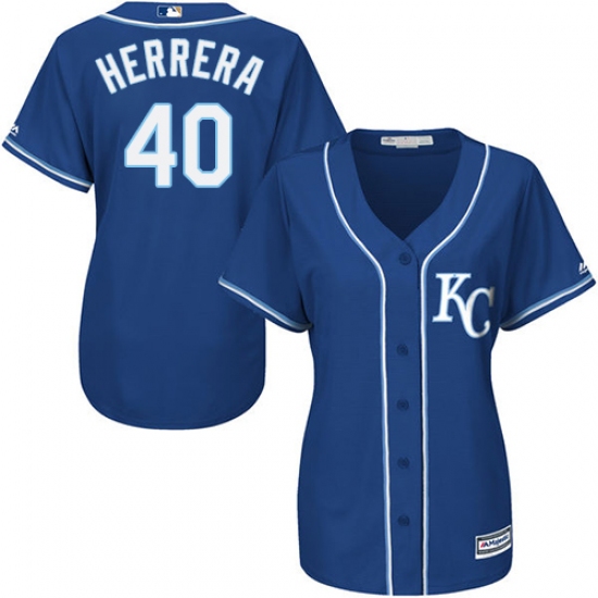 Women's Majestic Kansas City Royals #40 Kelvin Herrera Replica Blue Alternate 2 Cool Base MLB Jersey - Ujersey