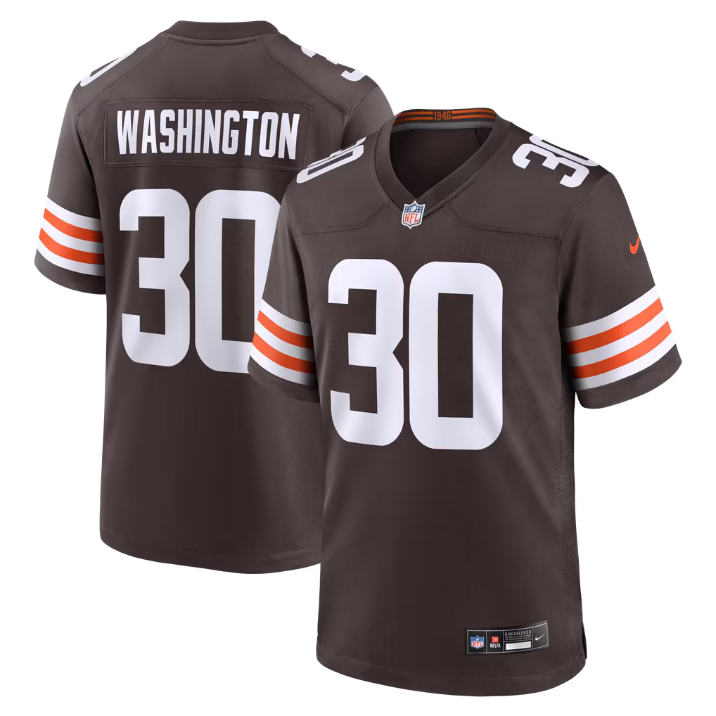 Men's Cleveland Browns Zion Washington Nike Brown Team Game Jersey - Ujersey Shop