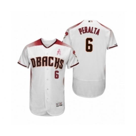Men's David Peralta Arizona Diamondbacks #6 White Crimson 2019 Mothers Day Flex Base Authentic Jersey - Ujersey