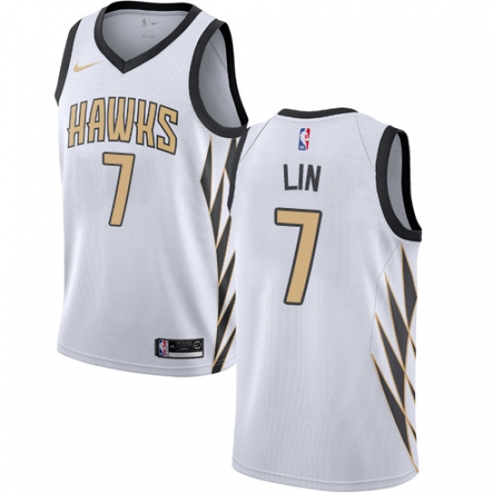 Men's Nike Atlanta Hawks #7 Jeremy Lin Swingman White NBA Jersey - City Edition - Ujersey