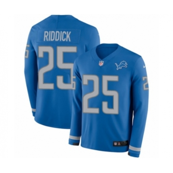 Men's Nike Detroit Lions #25 Theo Riddick Limited Blue Therma Long Sleeve NFL Jersey - Ujersey
