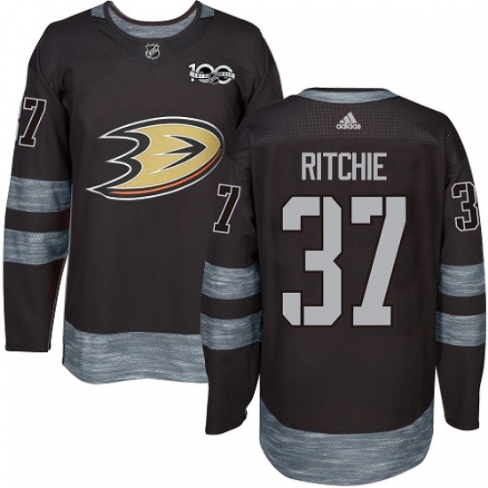 Men's Adidas Anaheim Ducks #37 Nick Ritchie Authentic Black 1917-2017 100th Anniversary NHL Jersey - Ujersey