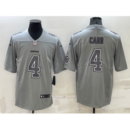 Men's Las Vegas Raiders #4 Derek Carr LOGO Grey Atmosphere Fashion 2022 Vapor Untouchable Stitched Limited Jersey - Ujersey